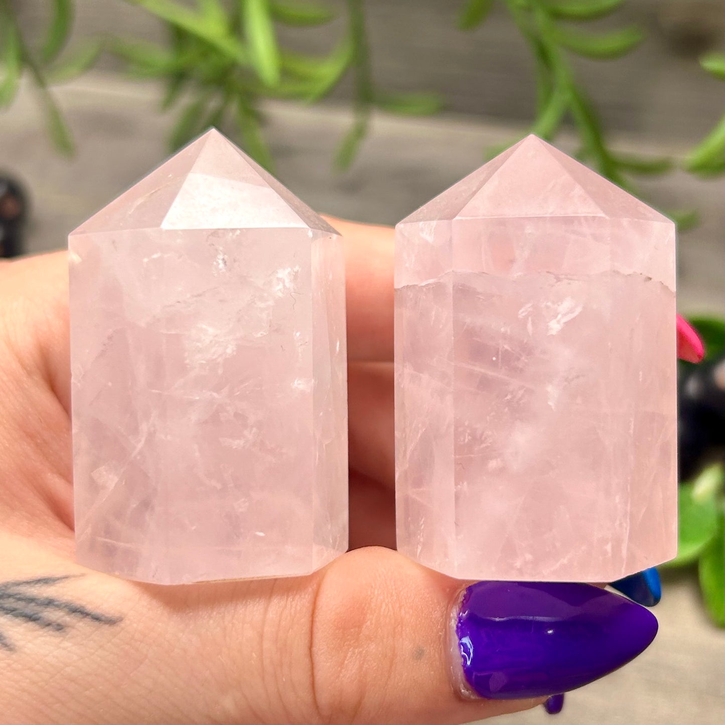 chunky rose quartz tower