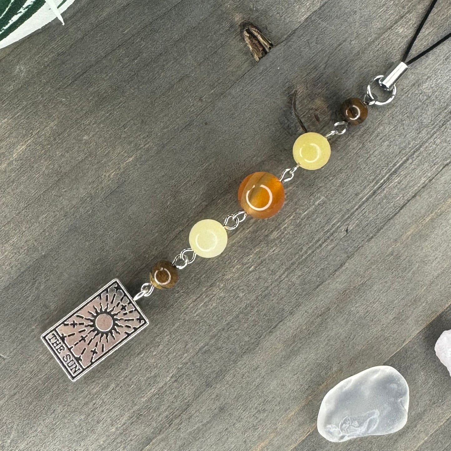 lemon jade + tigers eye phone charm