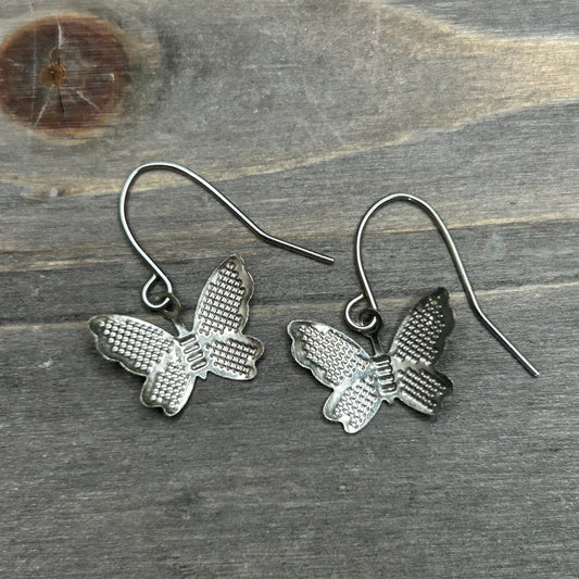 silver butterfly dangles