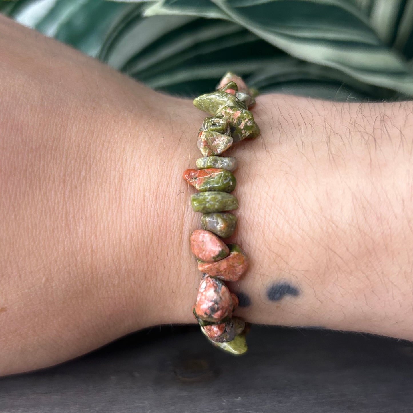 unakite chip bracelet