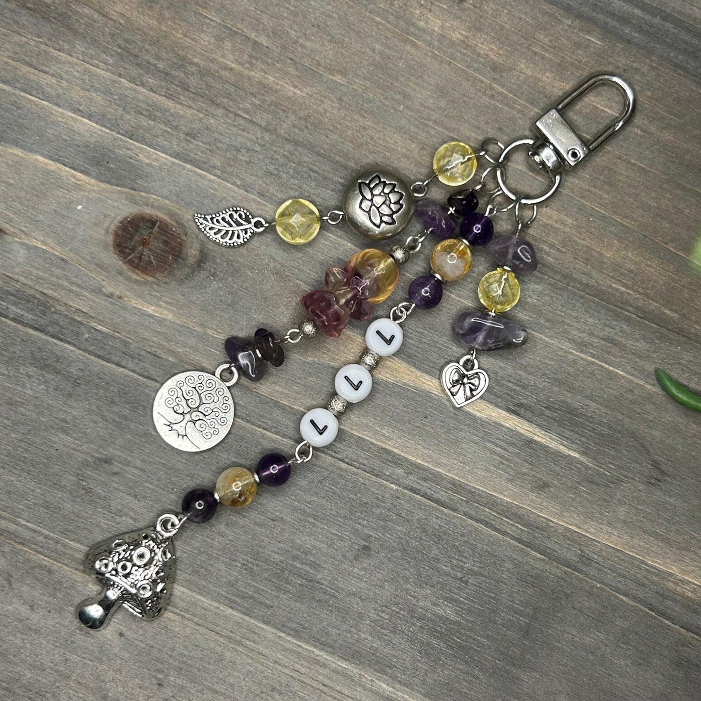 fluorite & citrine bag charm