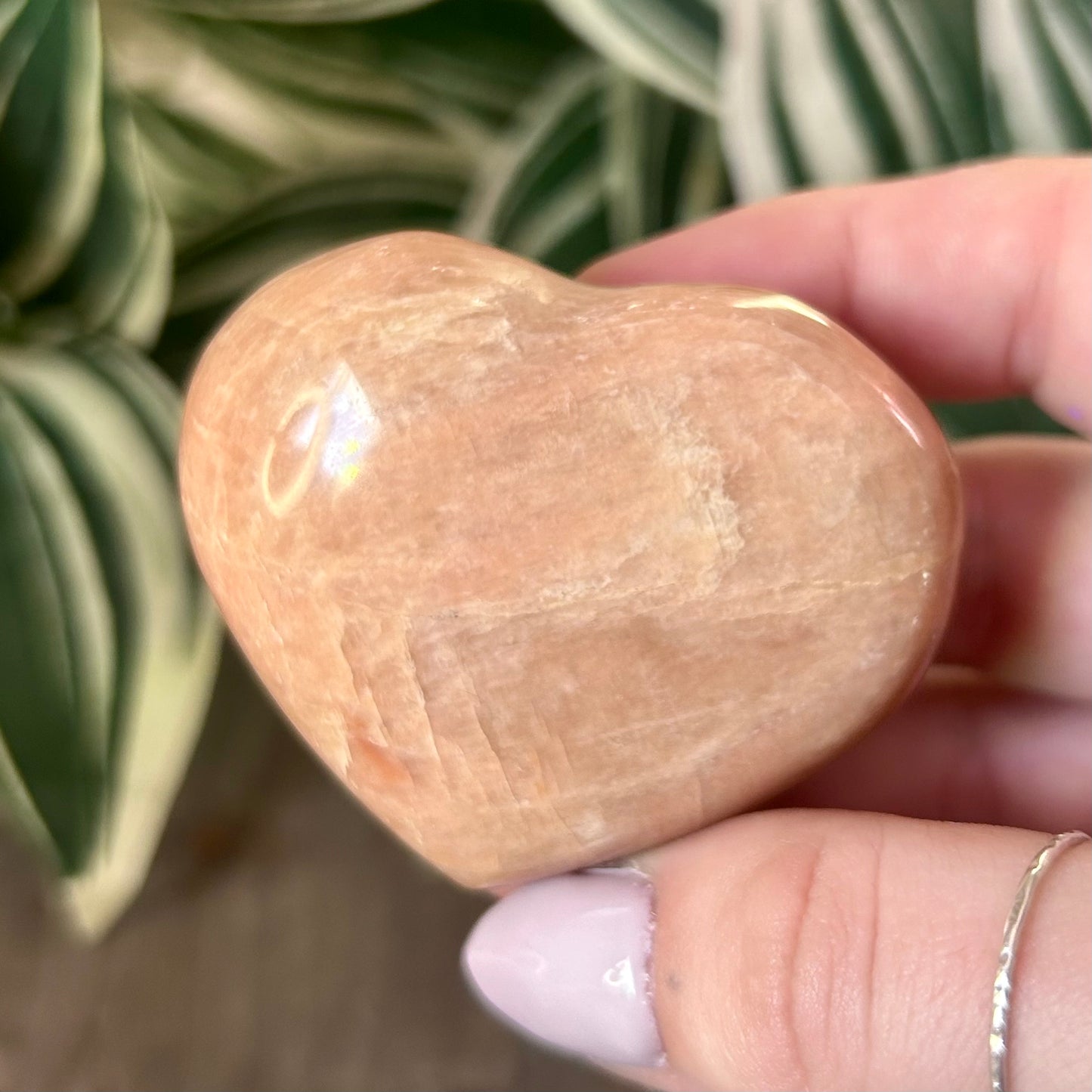 peach moonstone heart