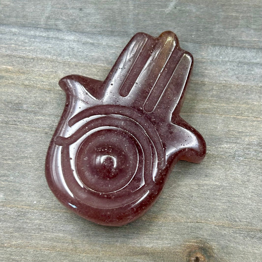 strawberry quartz hamsa hand