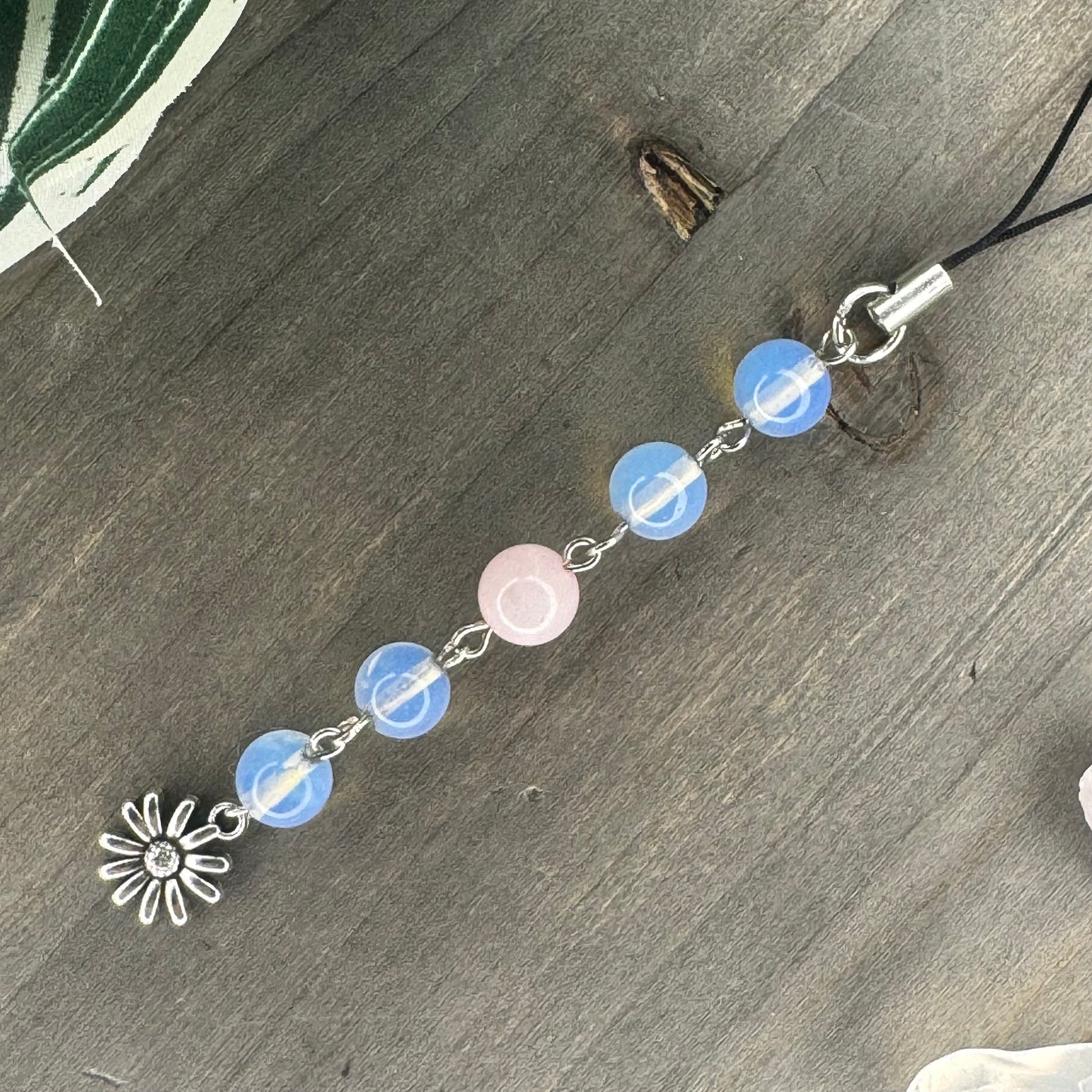 opalite + rose quartz phone charm