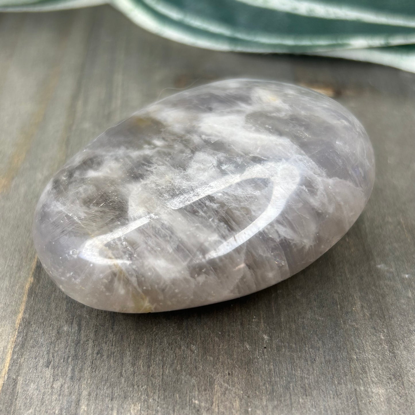 blue rose quartz palm stone