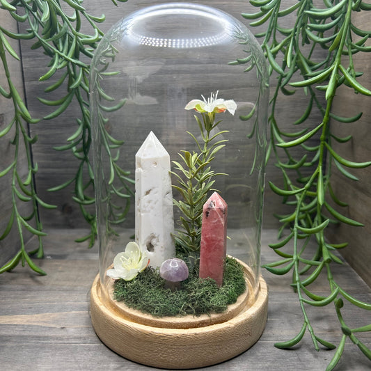 rhodochrosite+white agate terrarium