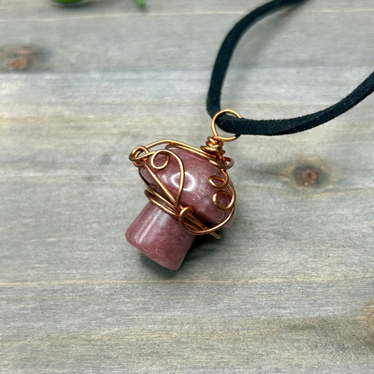 wire wrapped mushroom necklace