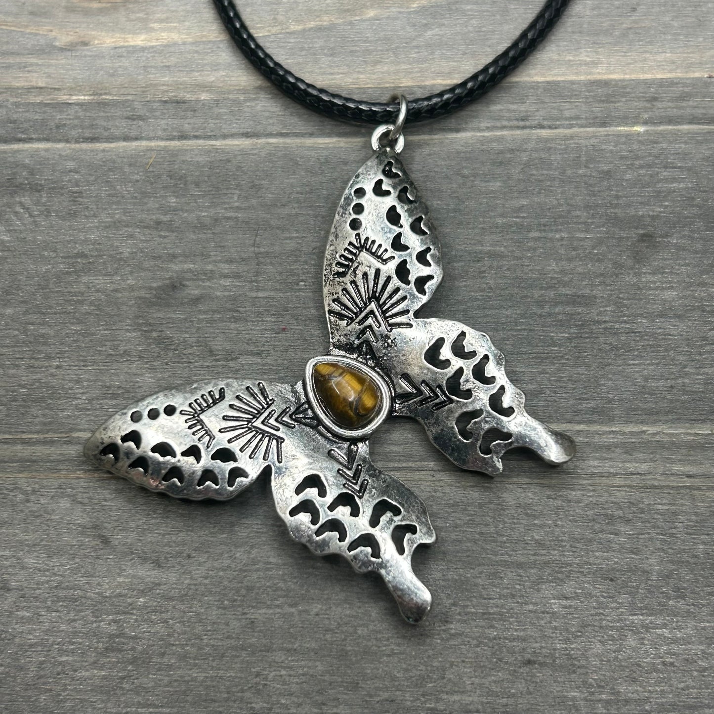 tigers eye butterfly necklace