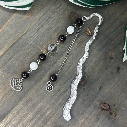 garnet + clear quartz bookmark