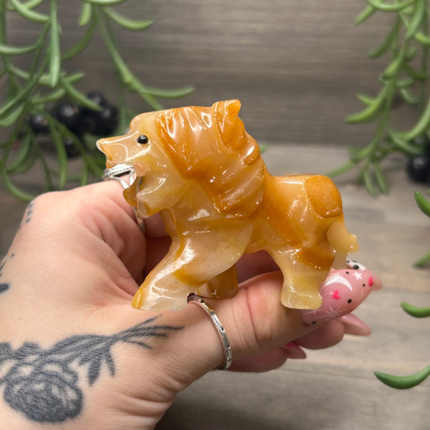 orange calcite lion