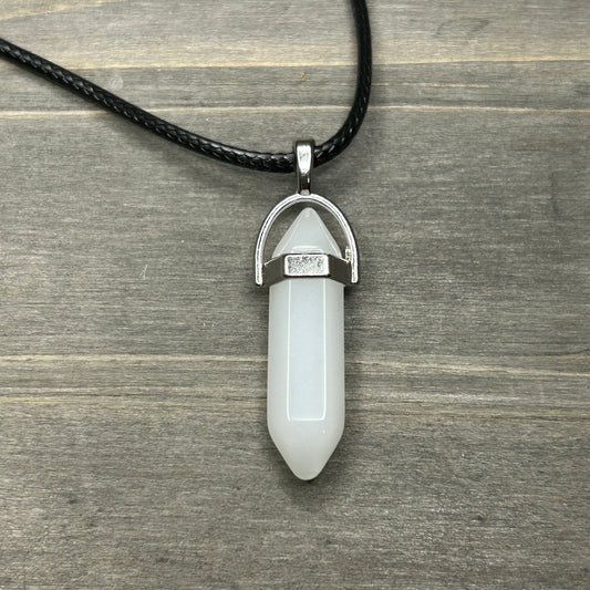 clear quartz point necklace