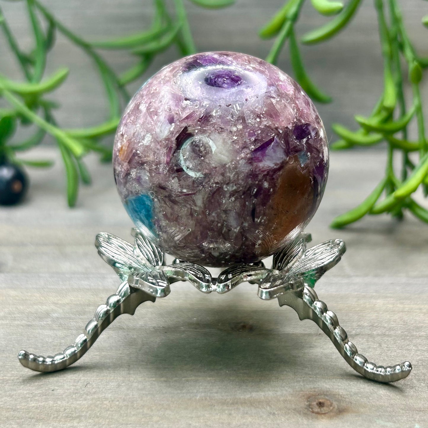 sunstone/apatite/lepidolite sphere