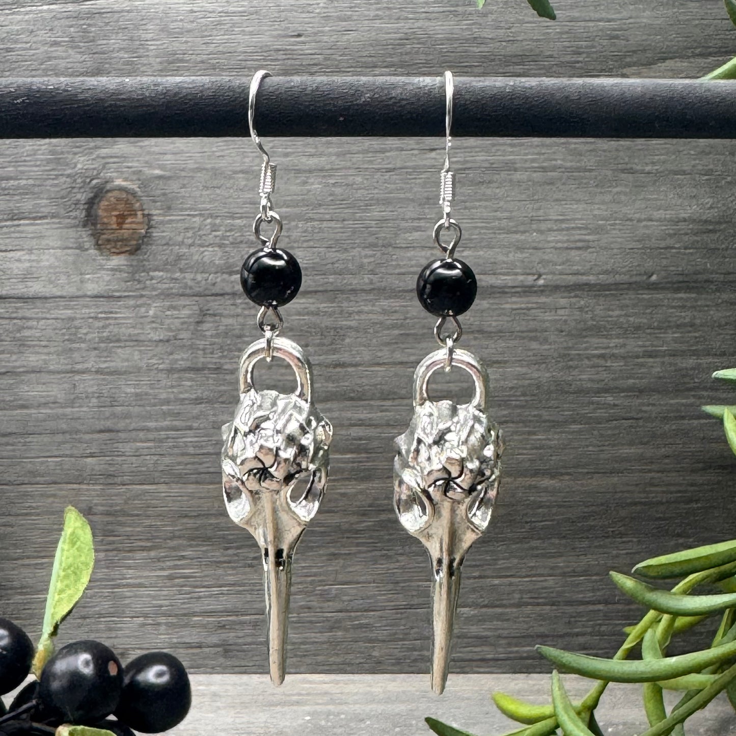 raven skull dangles