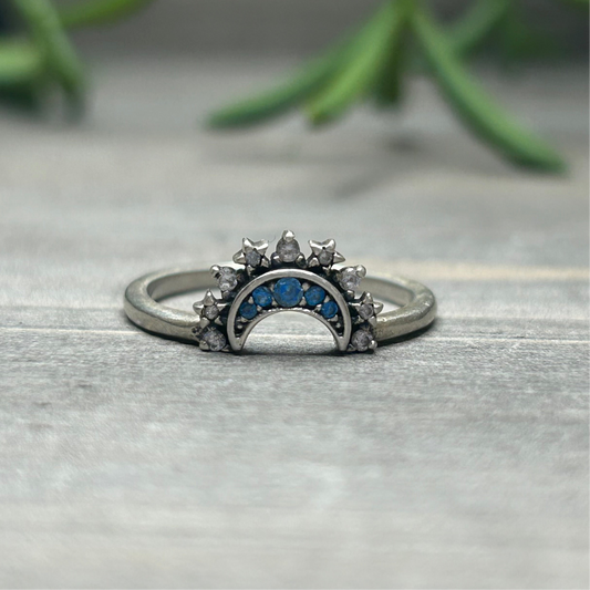 cubic zirconia moon ring (sz 6)