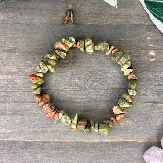 unakite chip bracelet