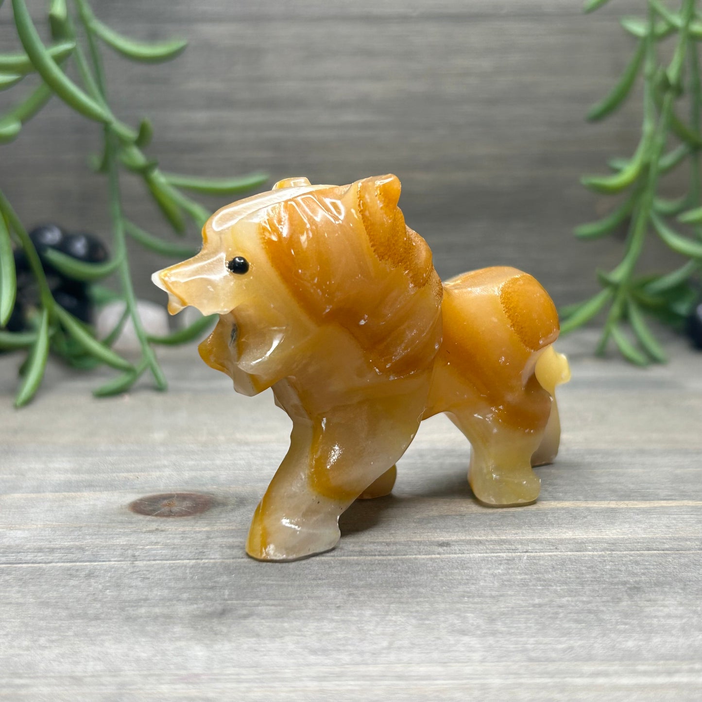 orange calcite lion