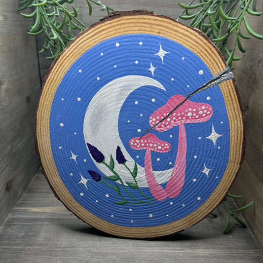 mushrooms under the moon painting