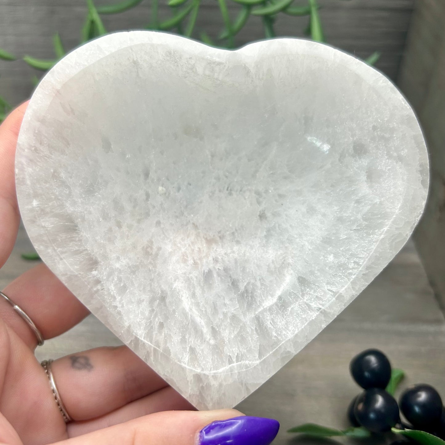 selenite heart bowl