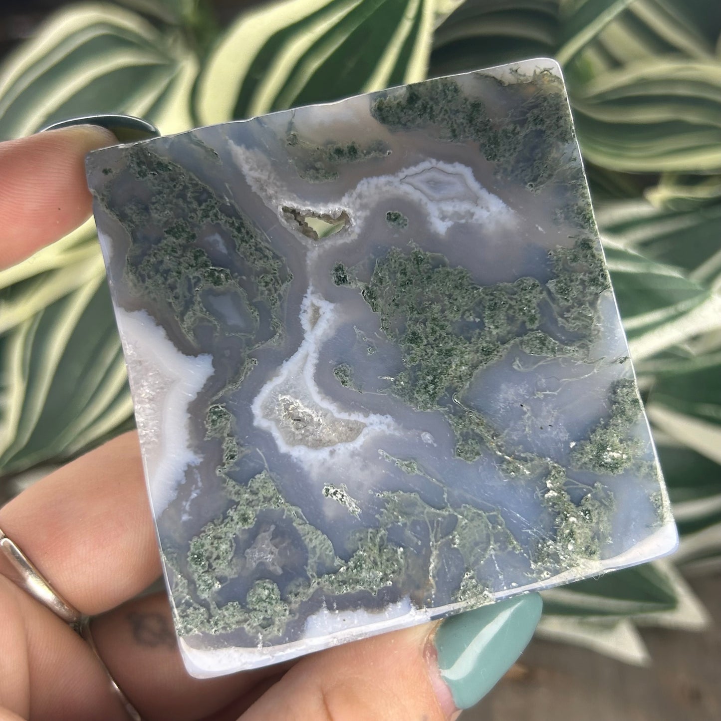 druzy moss agate slab