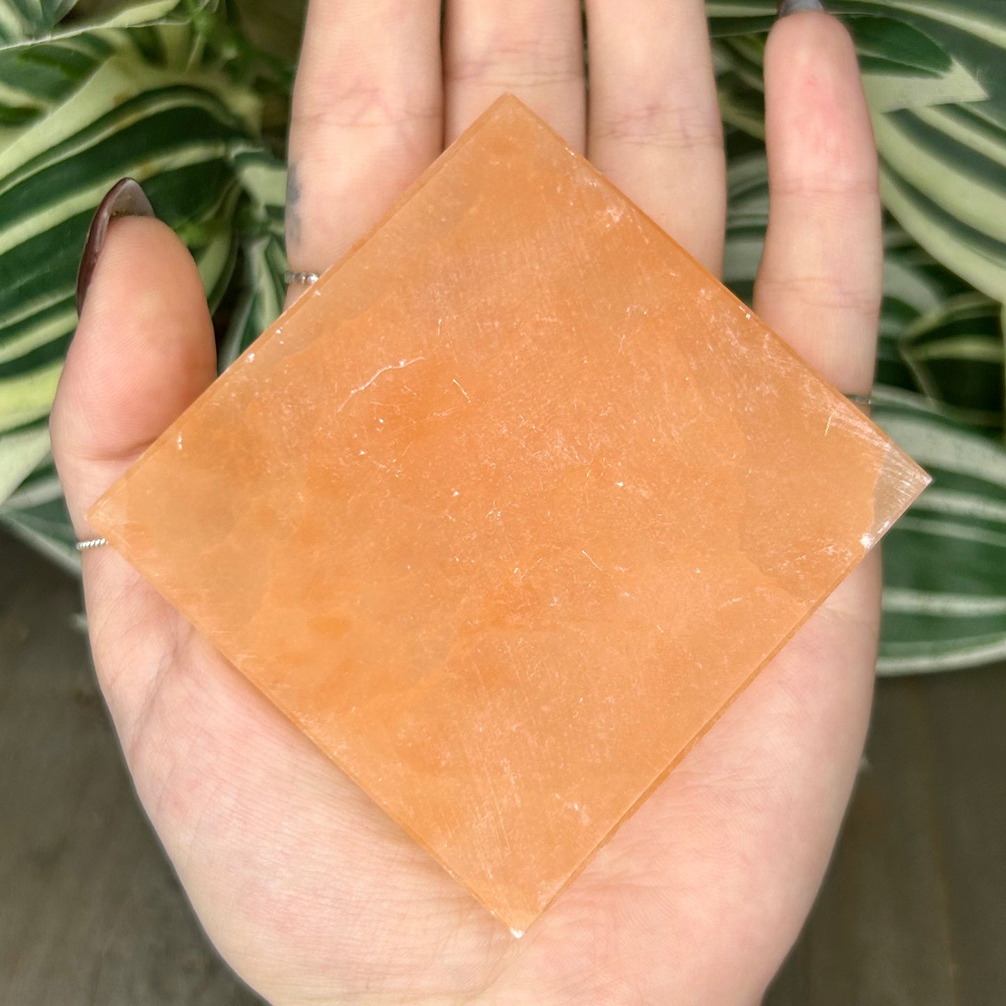 peach selenite slab