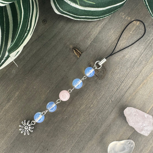 opalite + rose quartz phone charm