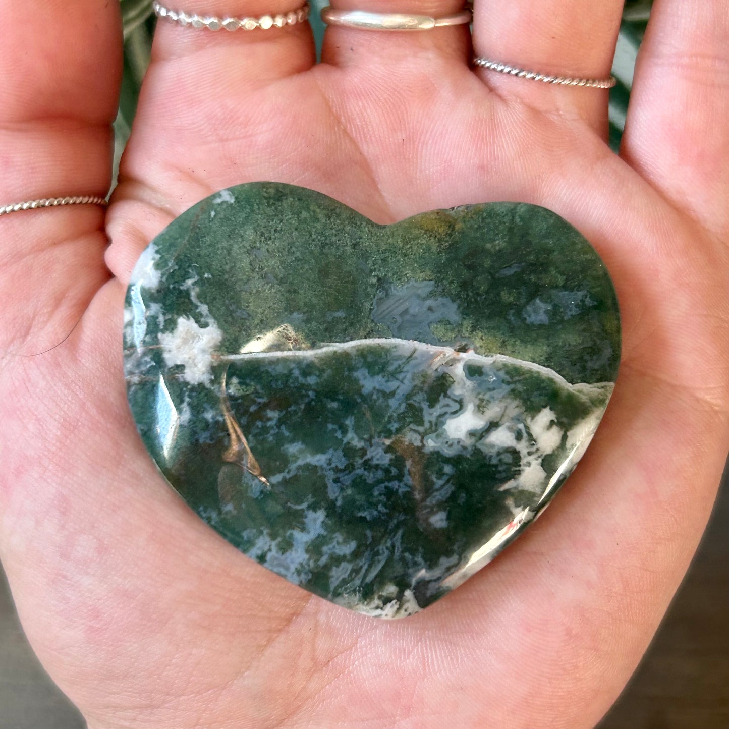 small moss agate heart