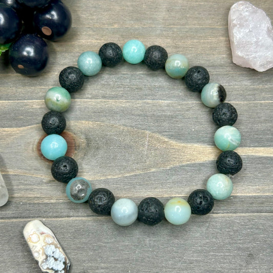 caribbean calcite+lava stone bracelet