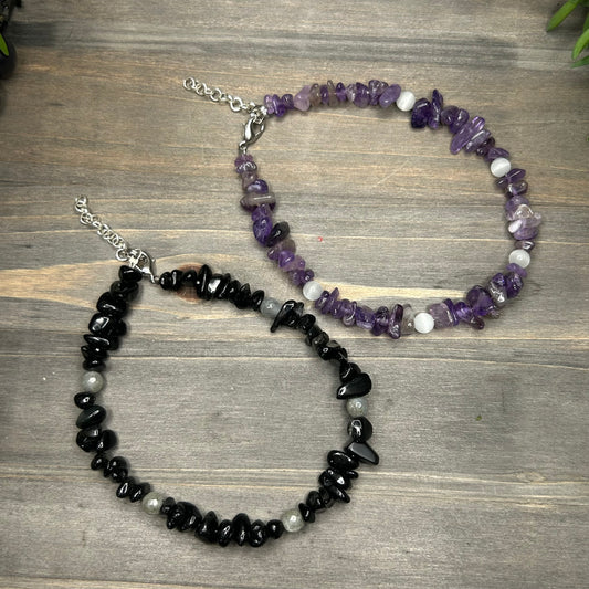 crystal chip anklet