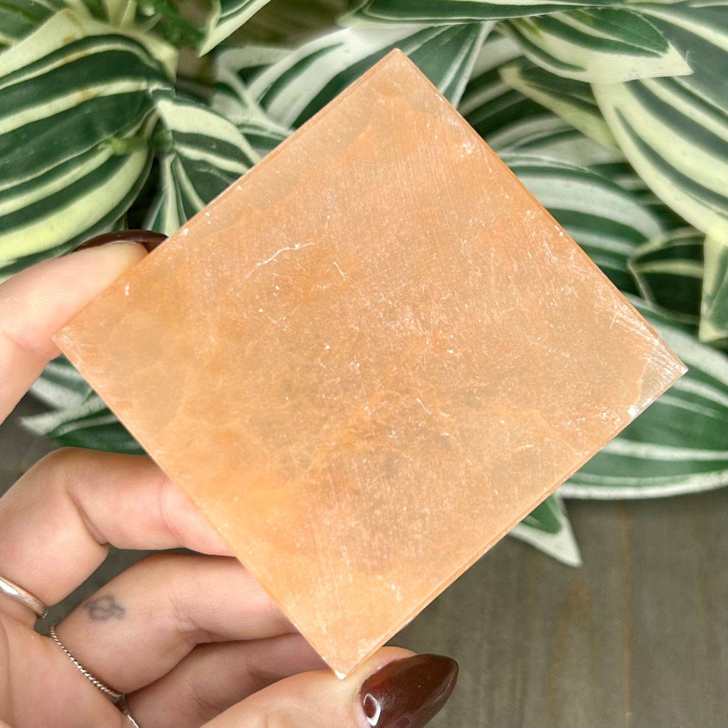 peach selenite slab