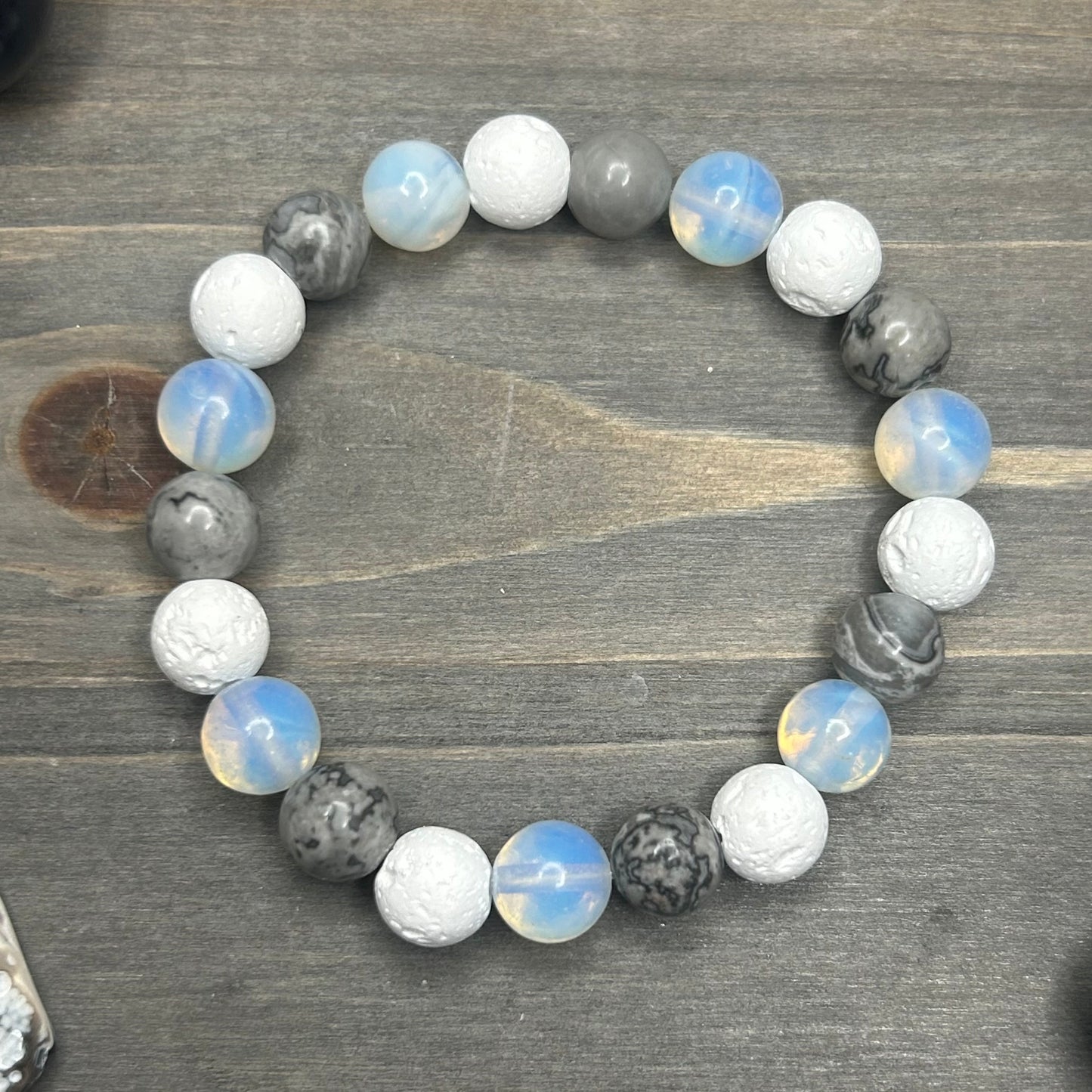 opalite+netstone+lava stone bracelet