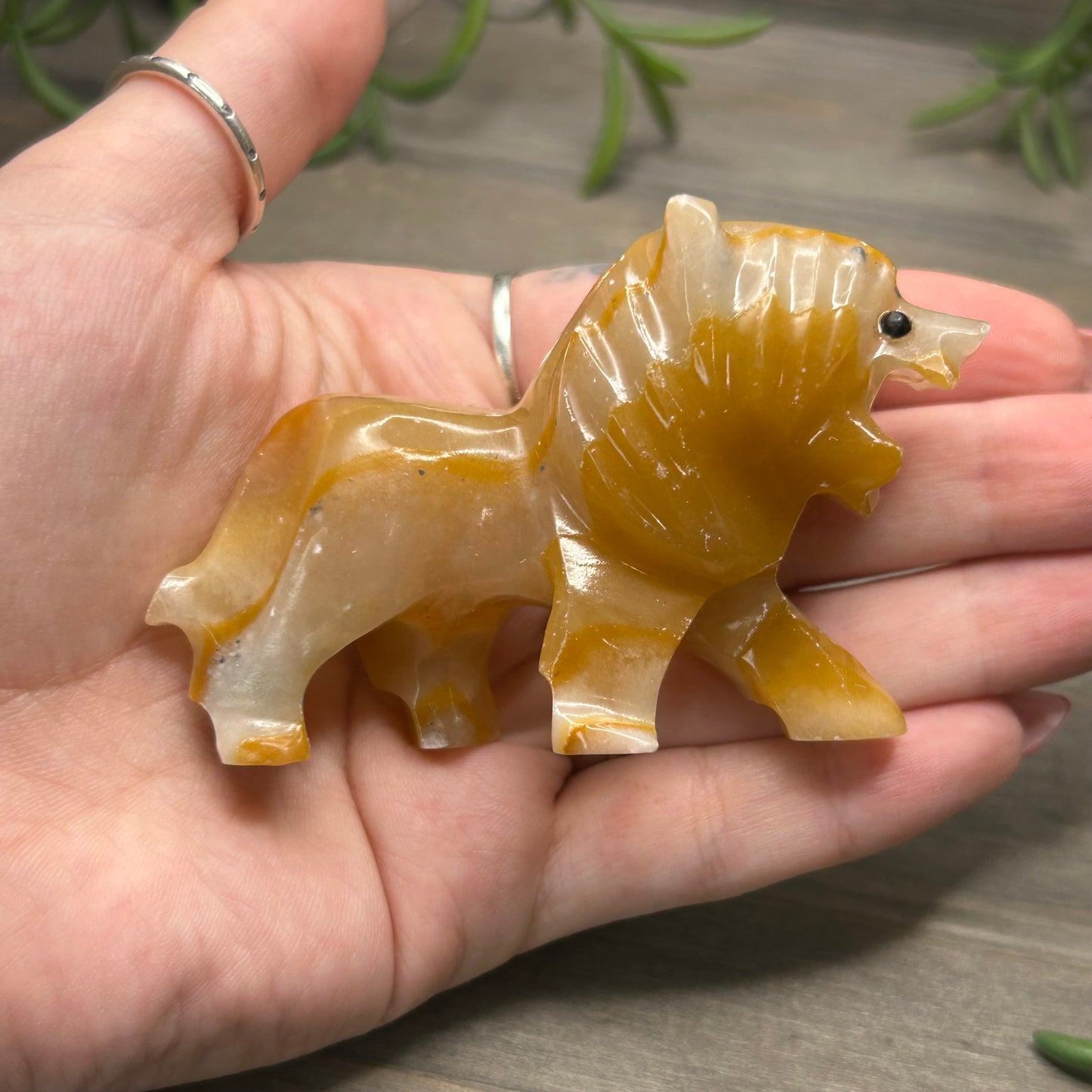 orange calcite lion