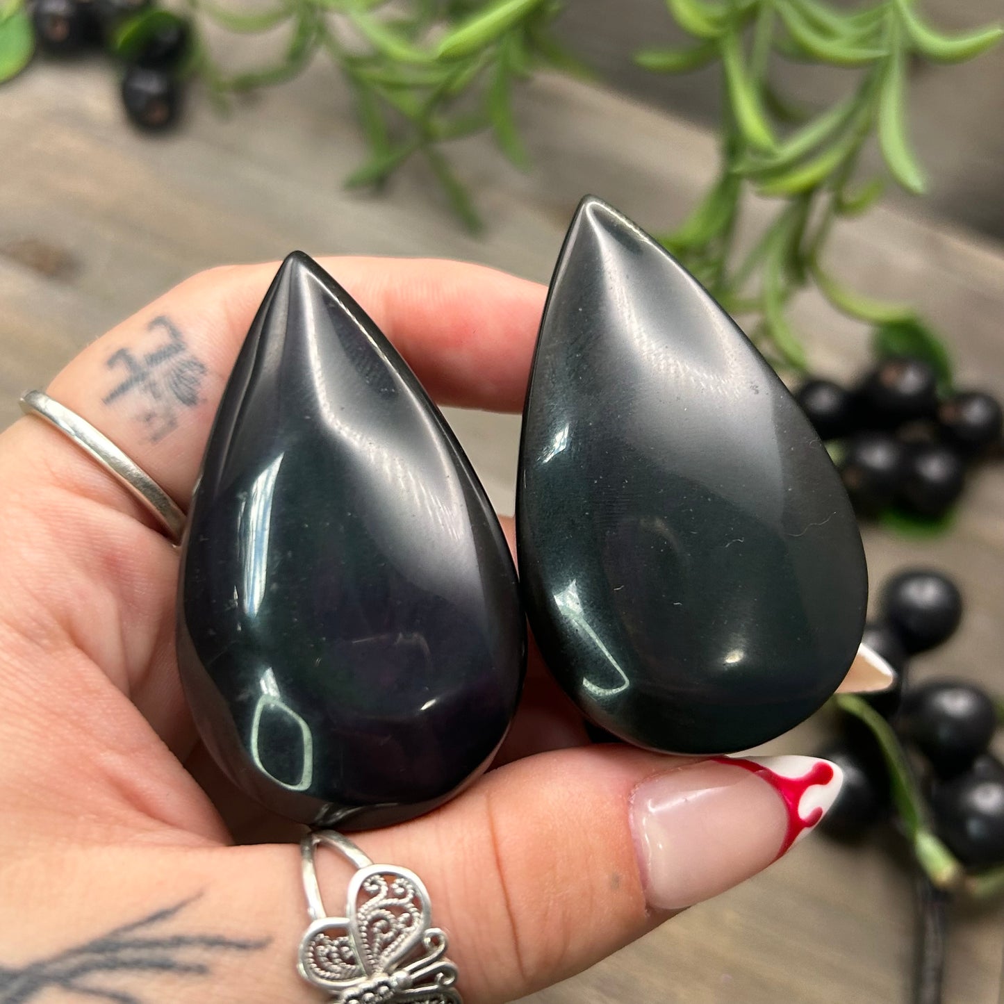 rainbow obsidian teardrop