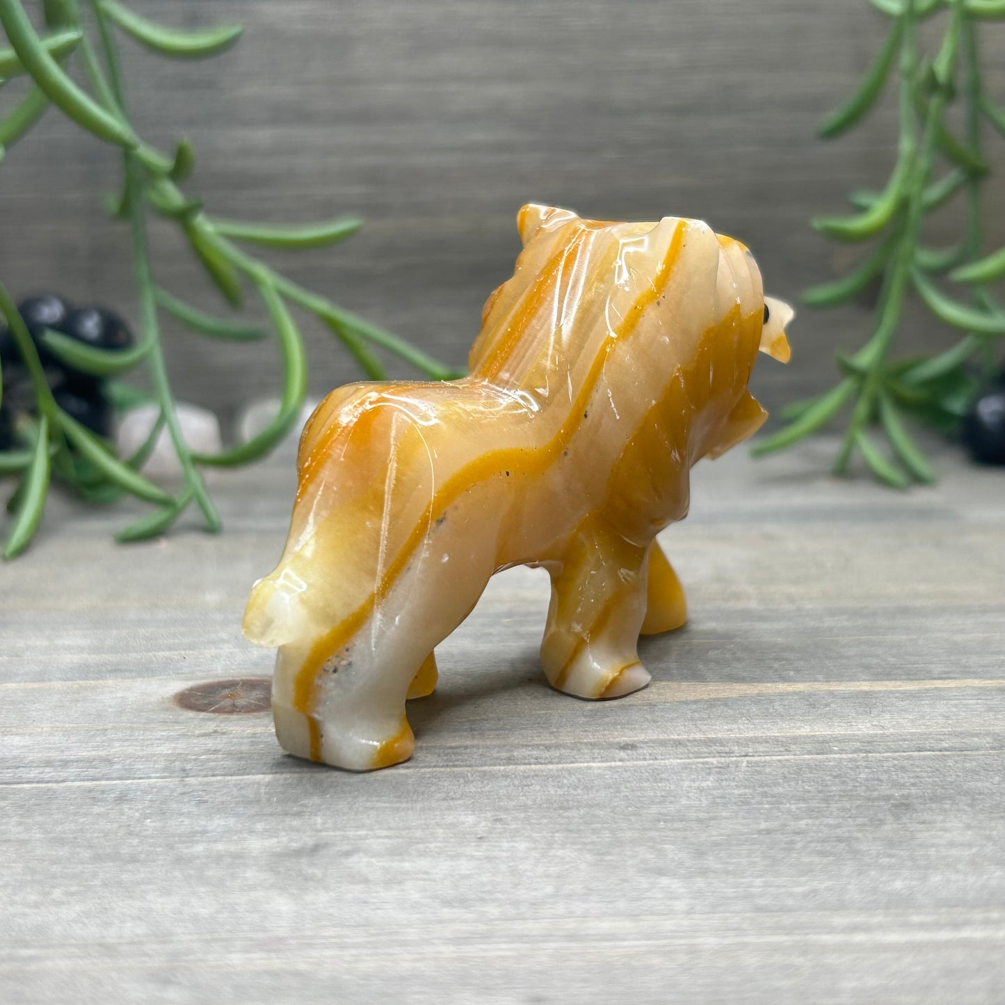 orange calcite lion