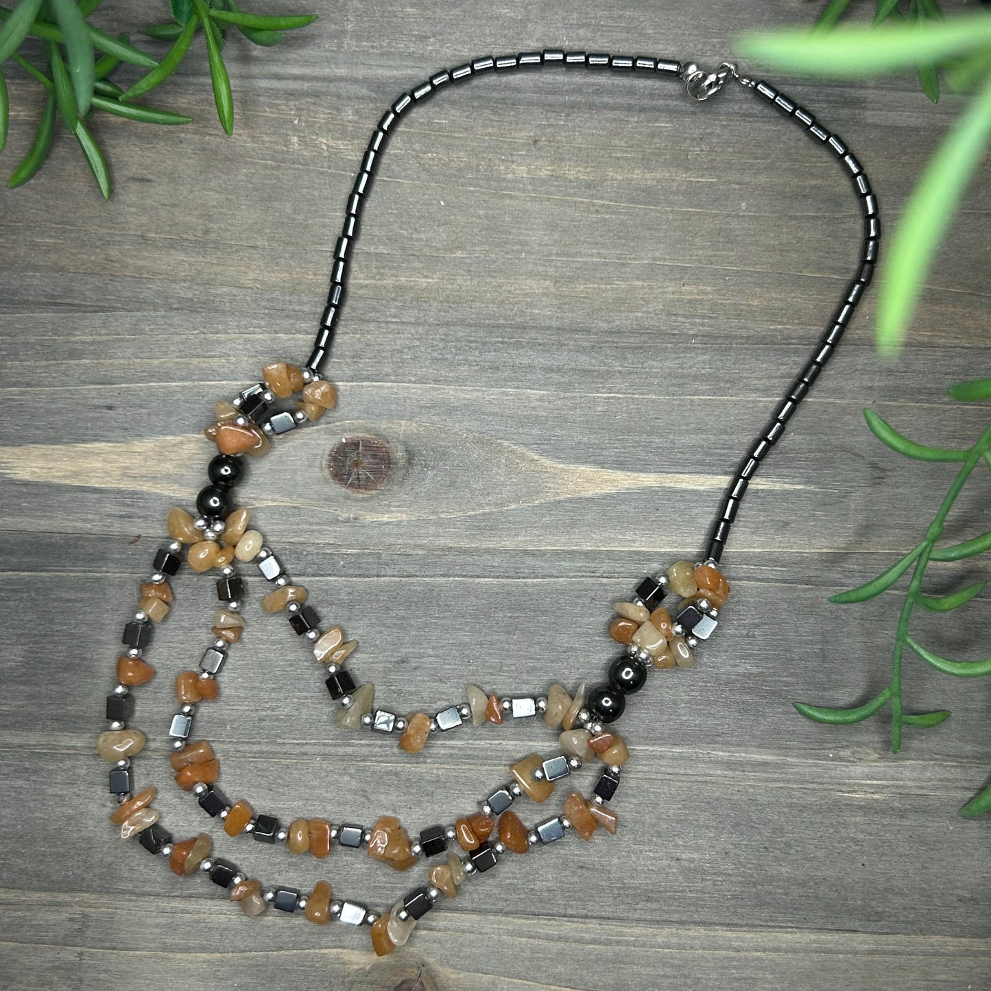 carnelian & hematite necklace