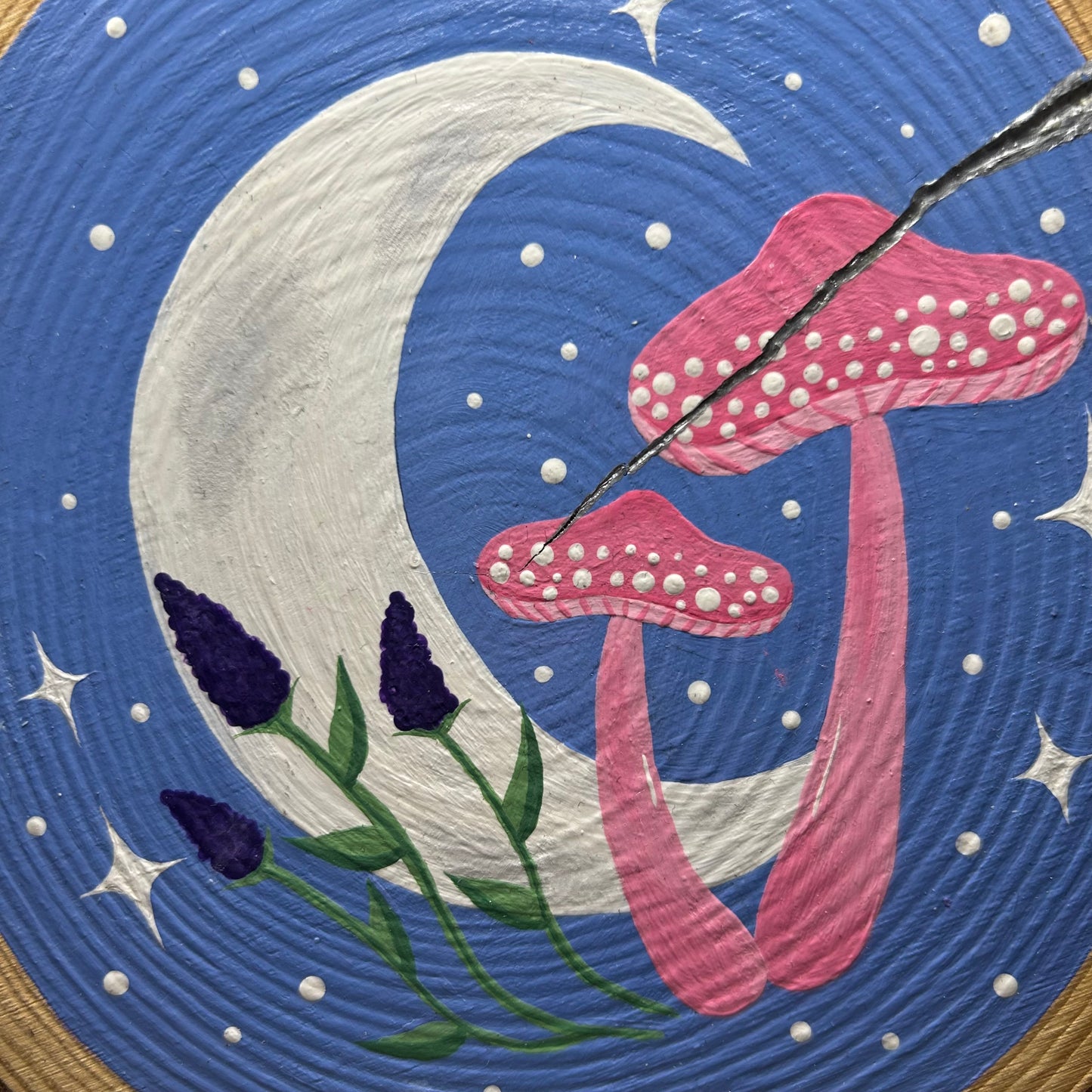 mushrooms under the moon painting