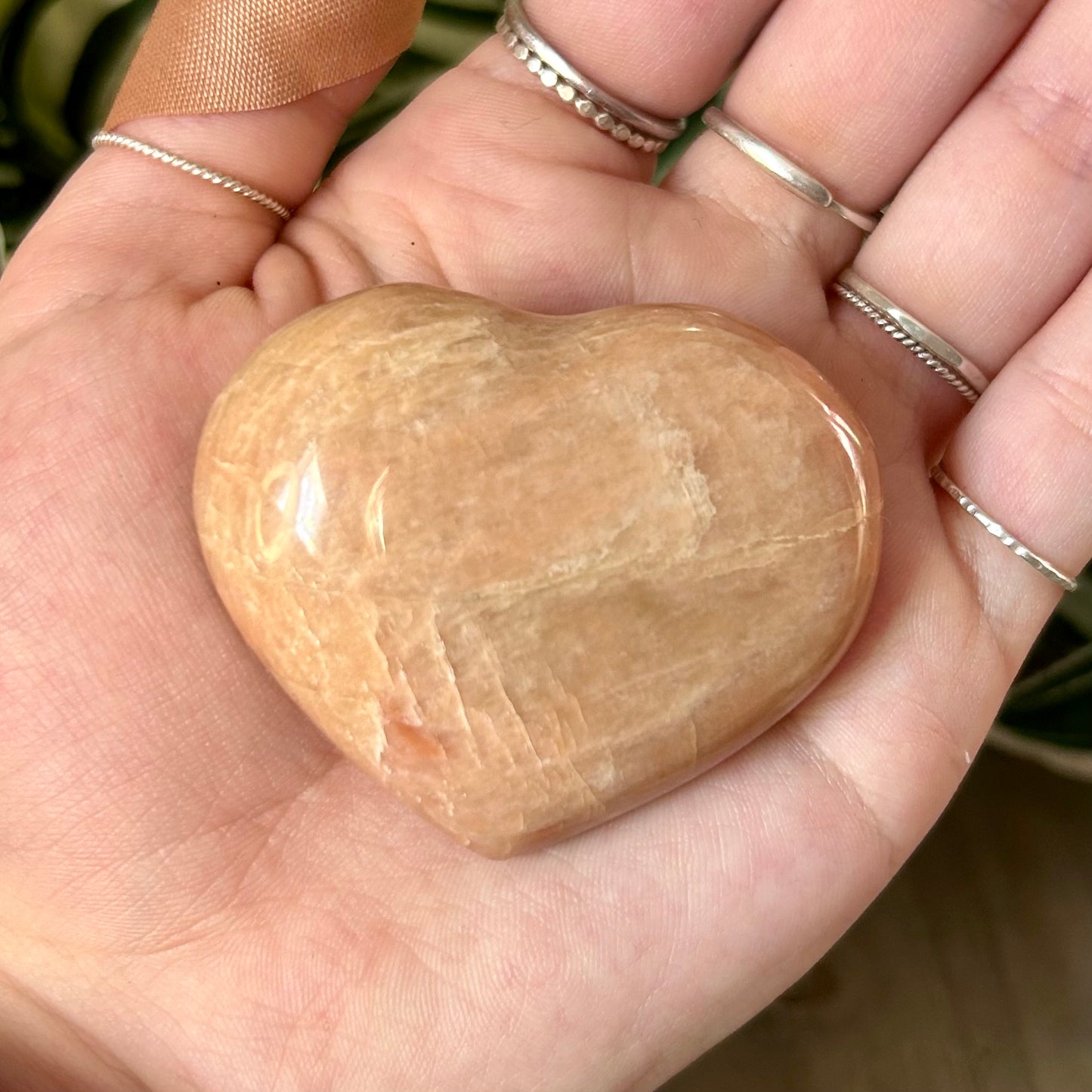 peach moonstone heart