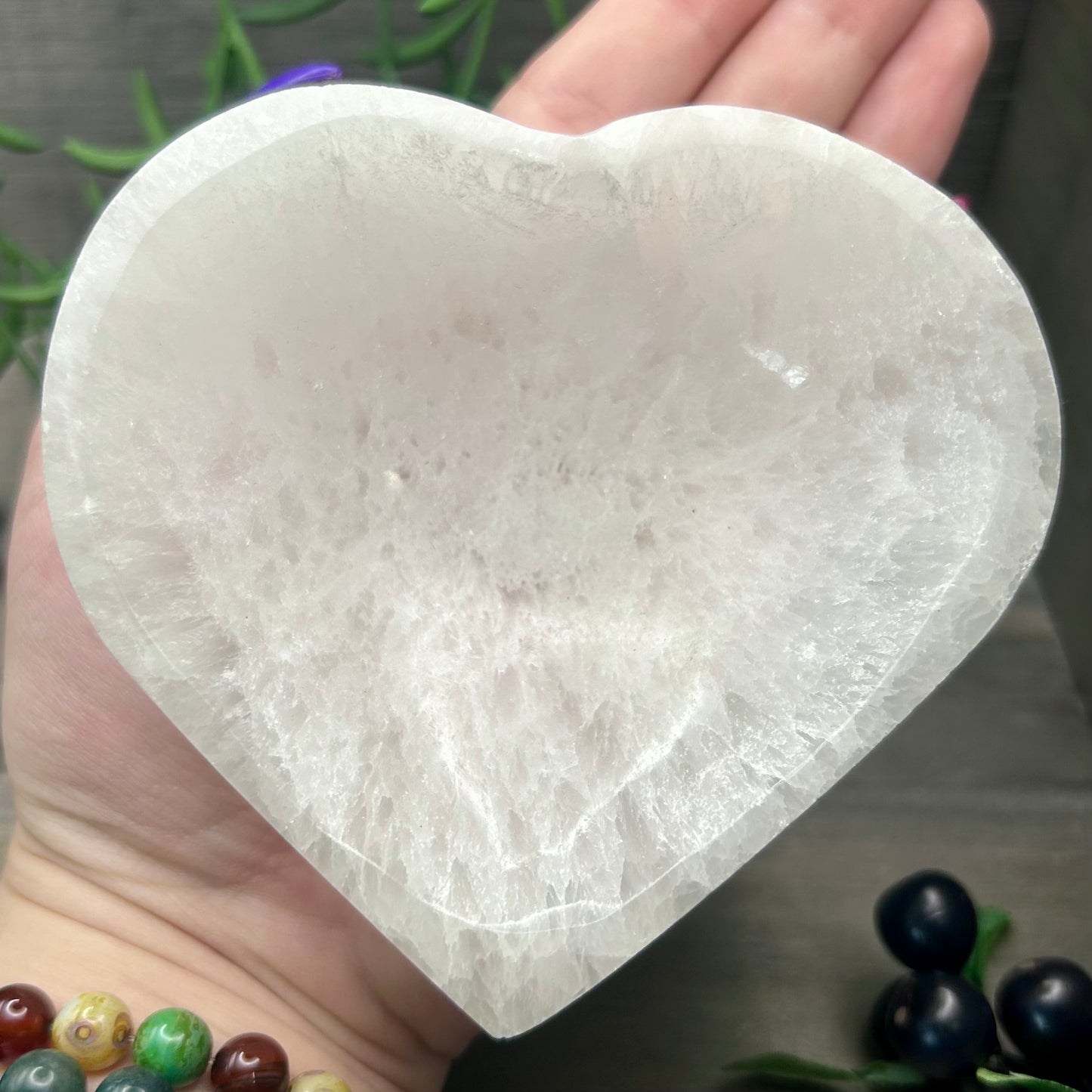 selenite heart bowl