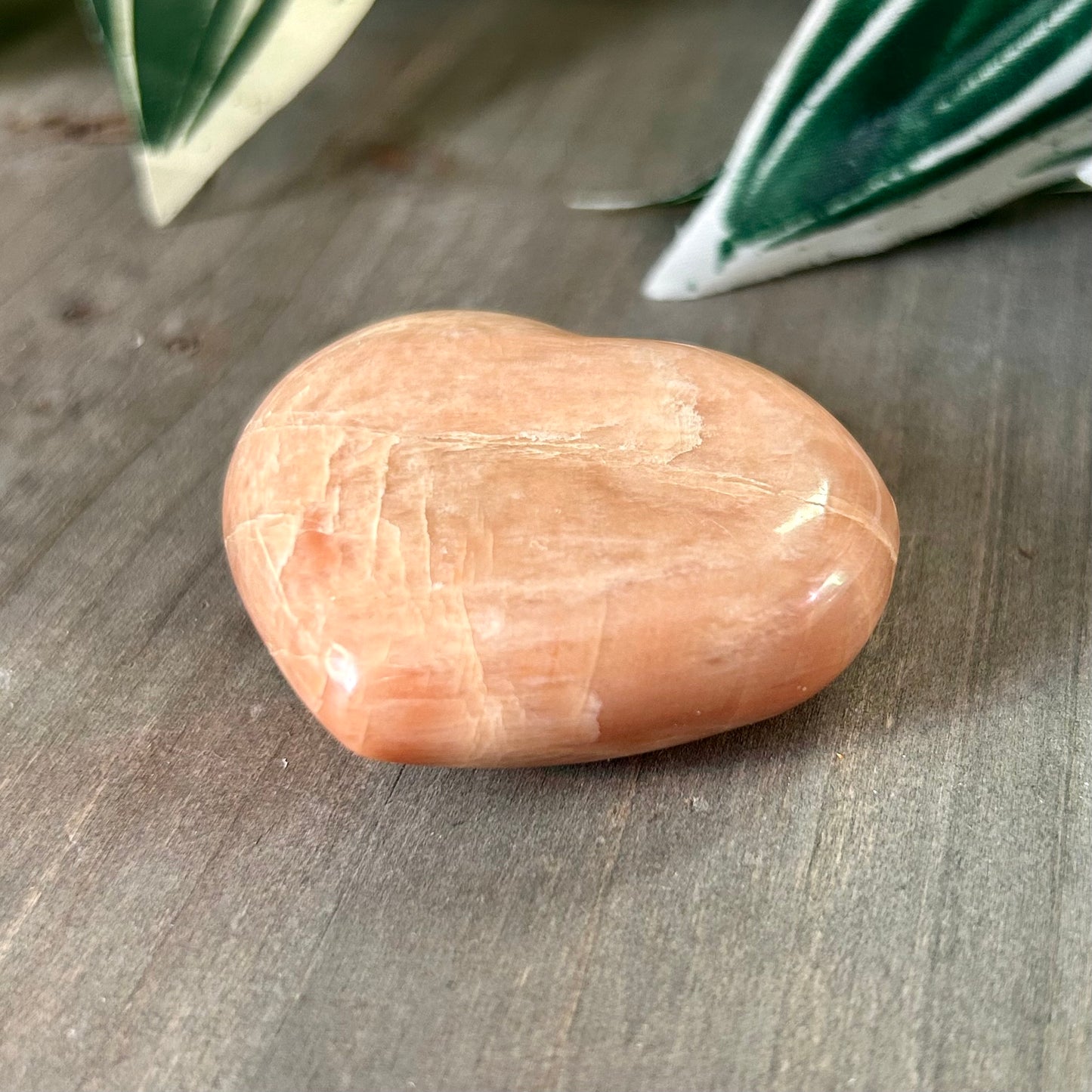 peach moonstone heart