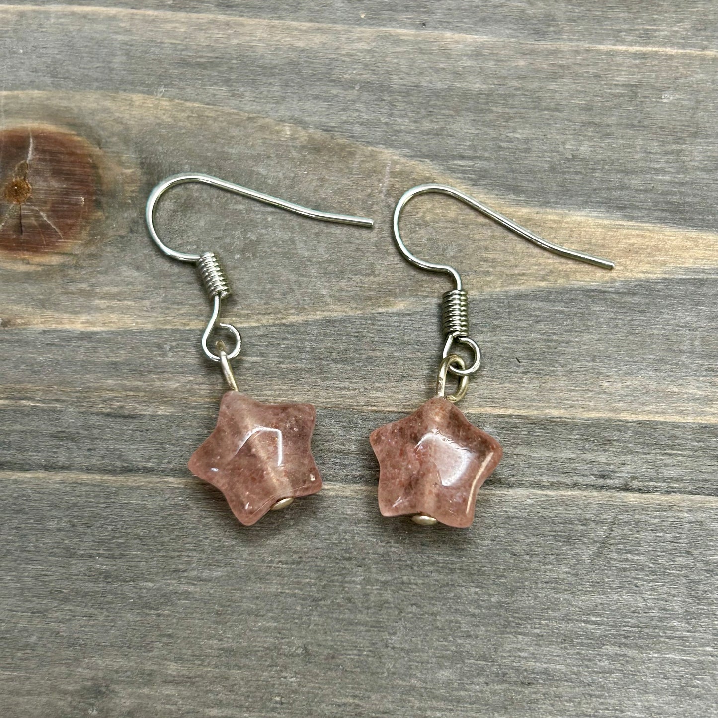 strawberry quartz star dangles