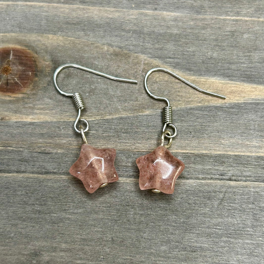 strawberry quartz star dangles