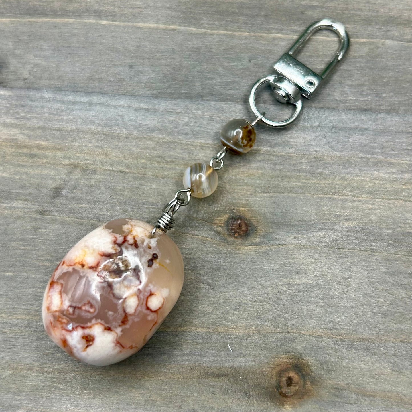 flower agate keychain