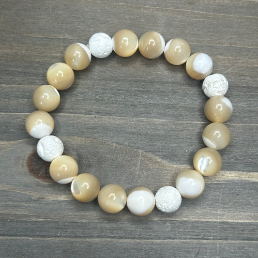 shell+lava stone bracelet