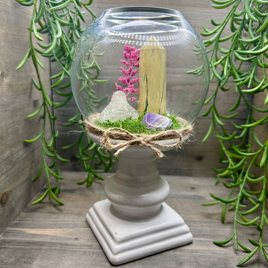 yellow fuchsite+buddha terrarium