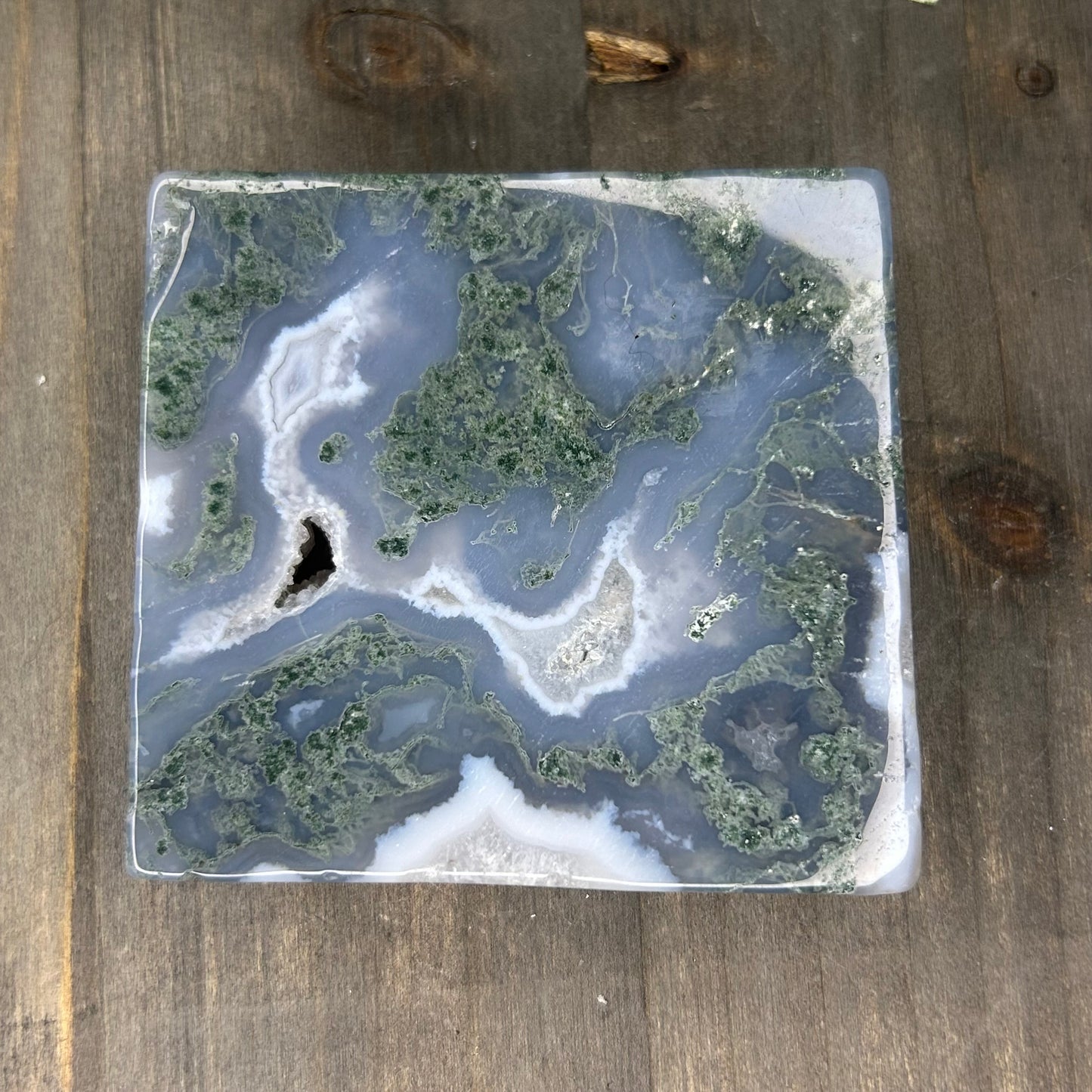 druzy moss agate slab