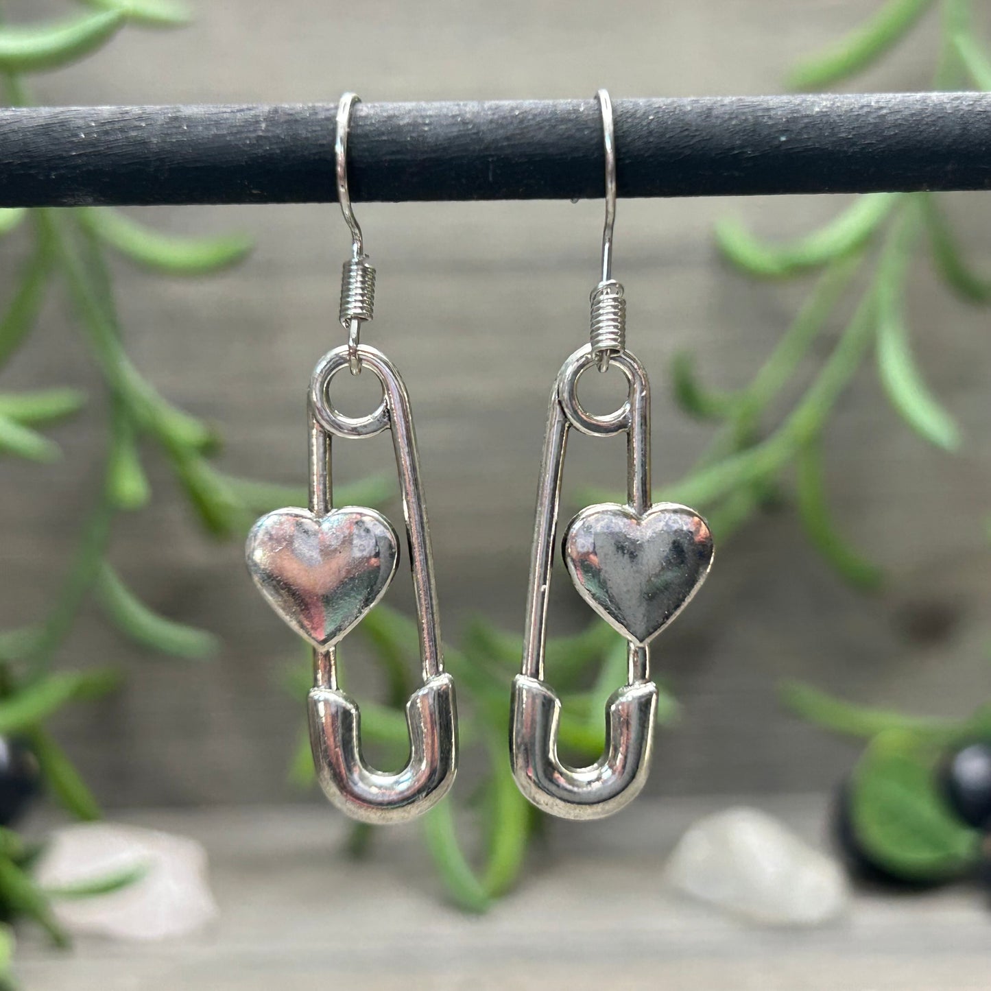 silver safety pin earrings