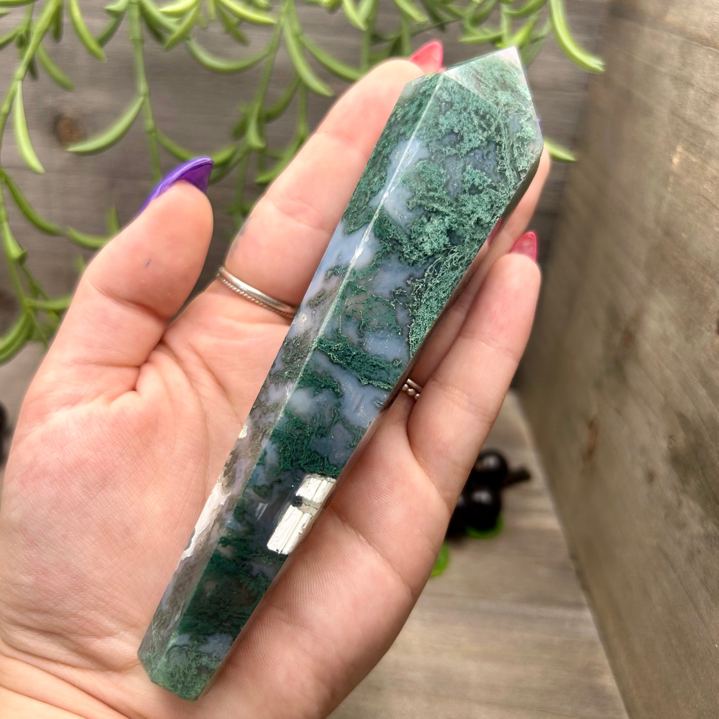 moss agate wand