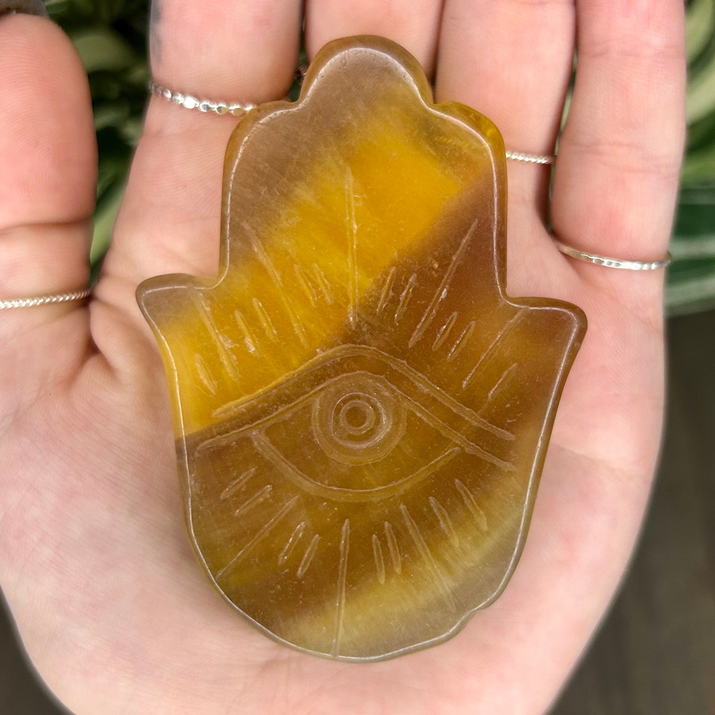 yellow fluorite hamsa hand