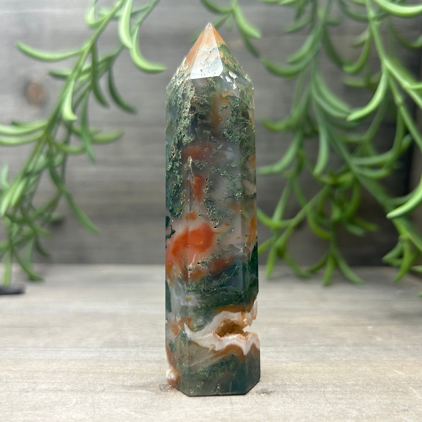 red moss agate tower