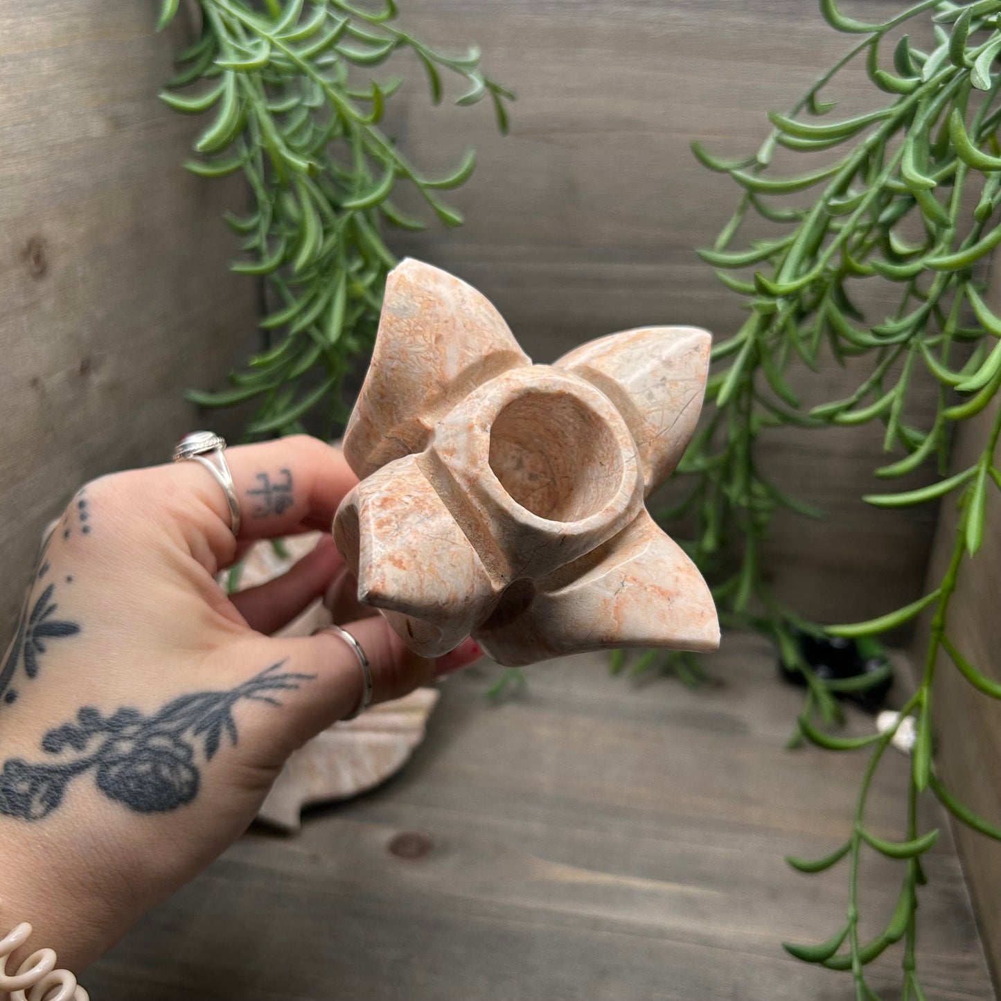 pink agate candle holders
