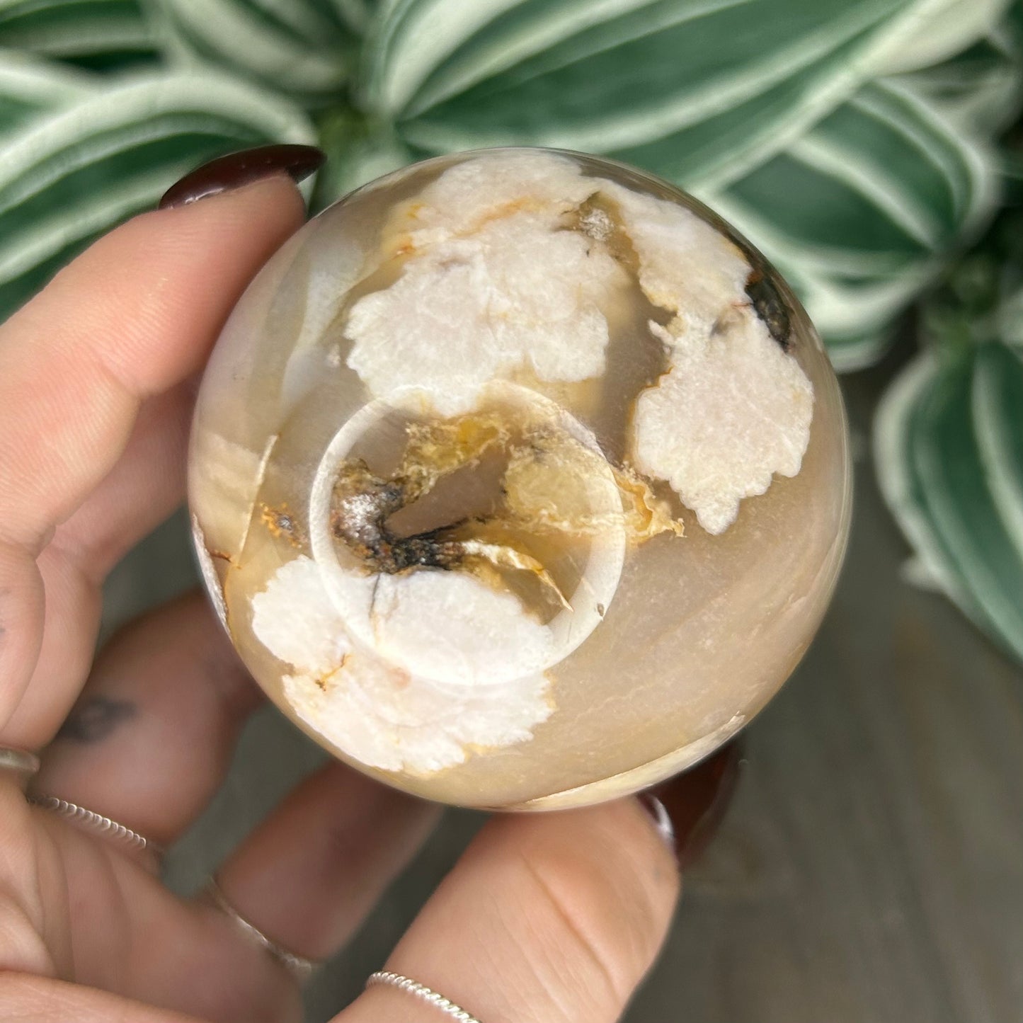 flower agate sphere